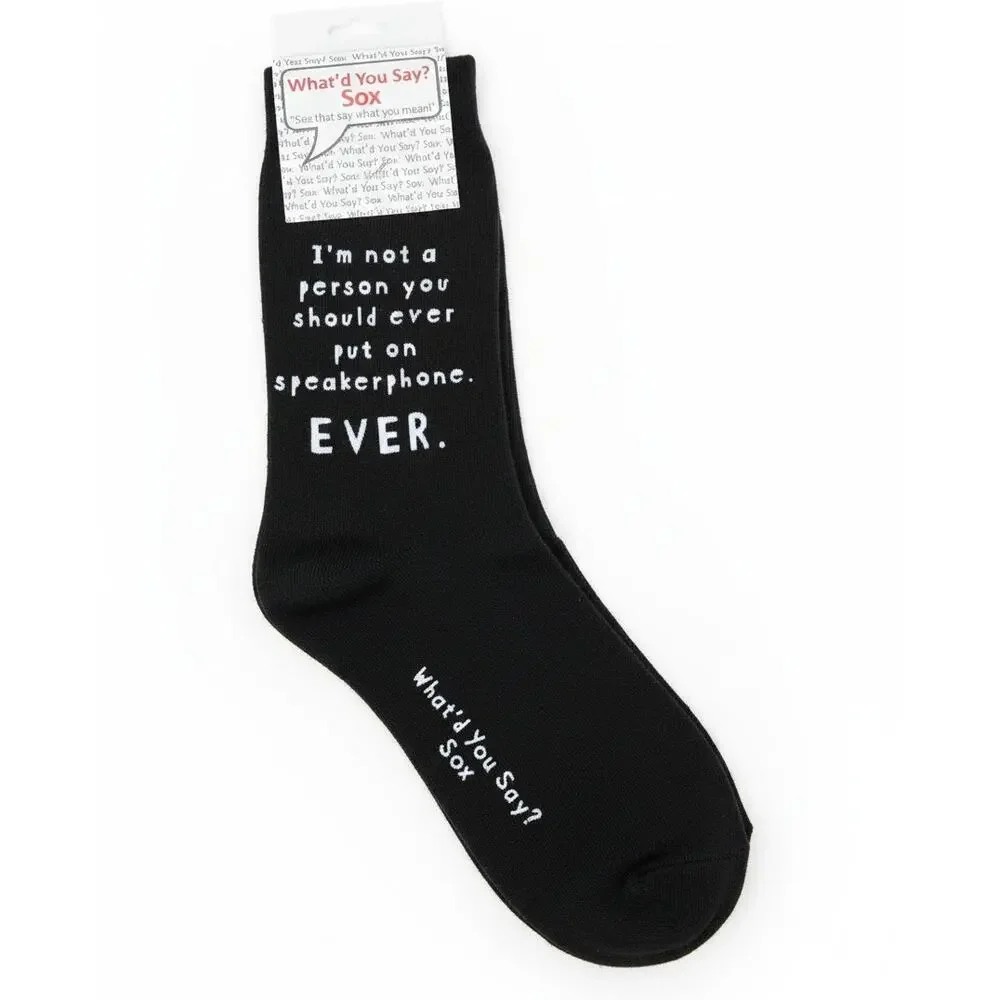 NWT What'd You Say? Sox Unisex Speakerphone Funny‎ Sarcastic Humor Novelty Socks